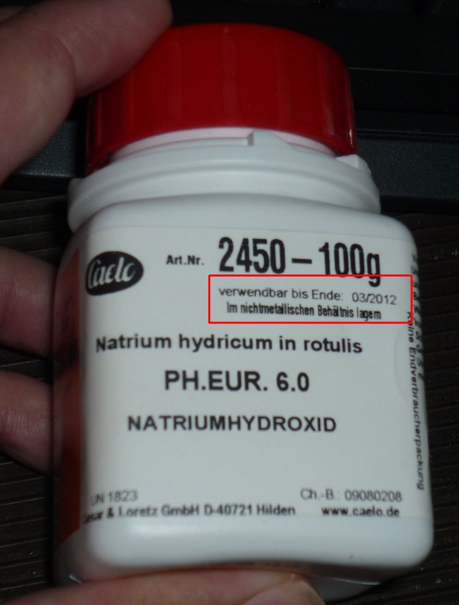 Natriumhydroxid Dosierung/Zeit