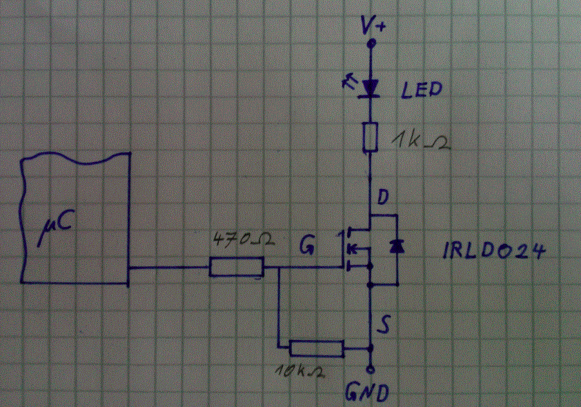 mosfet mikrocontroller schaltplan sperrt