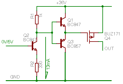 N-Channel Mosfet über NPN/PNP Schaltung 