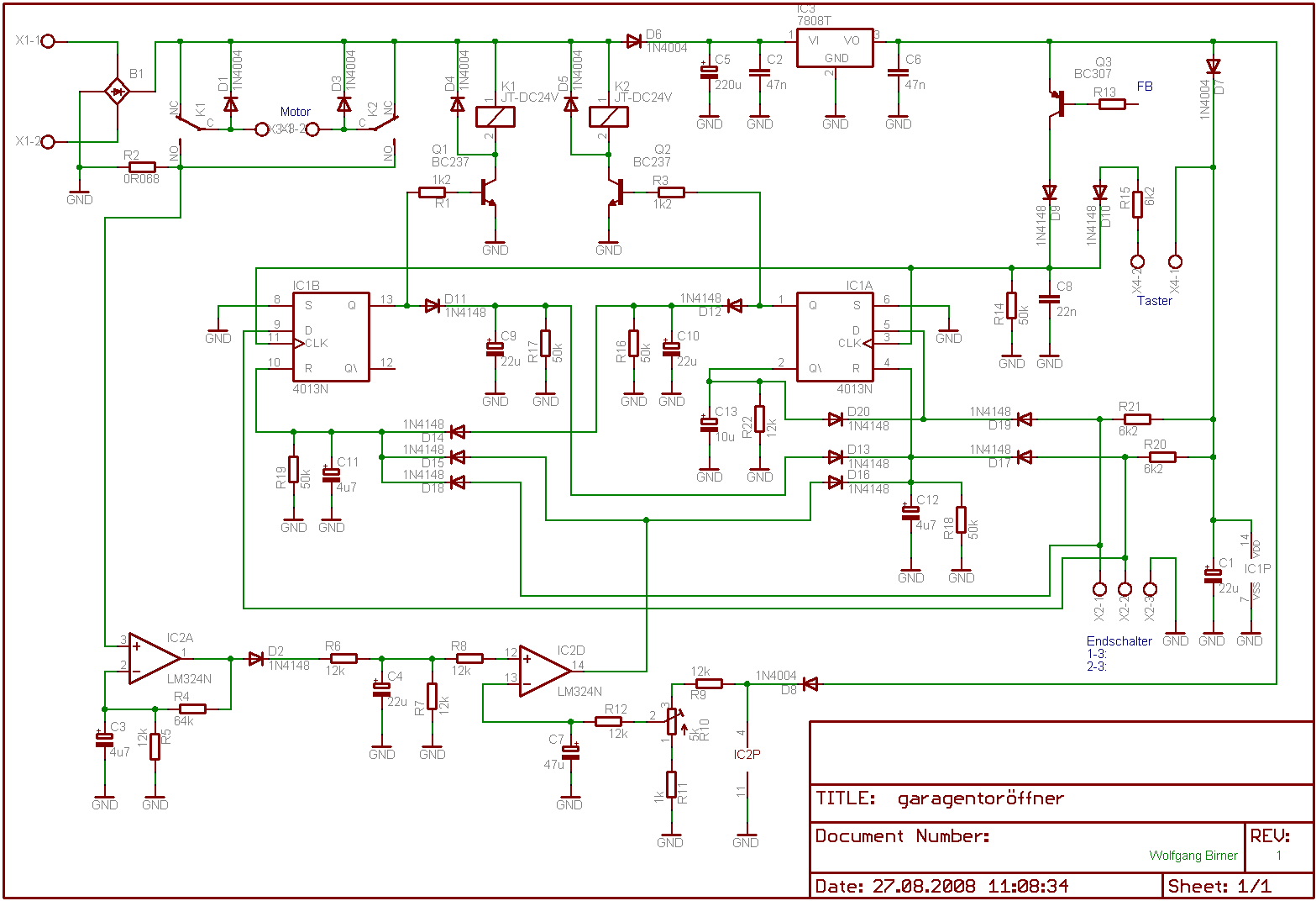 Schaltplan Garagentoröffner (rev.eng.) - Mikrocontroller.net