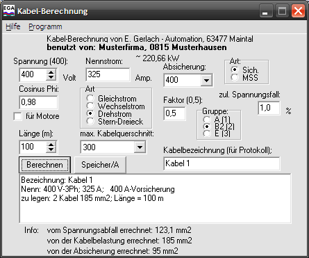 Kabelberechnung