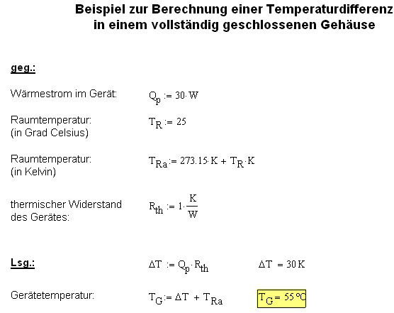 Anstieg der Umgebungstemperatur berechnen ...