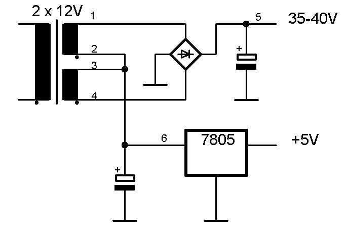 Trafo mit Mittelanzapfung 5V Erzeugung - Mikrocontroller.net