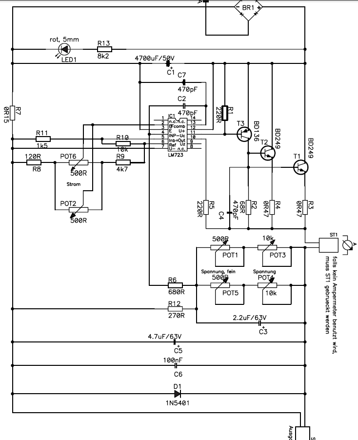 LM723 Regelbares Netzteil von 0-30V/0-3A - Mikrocontroller.net