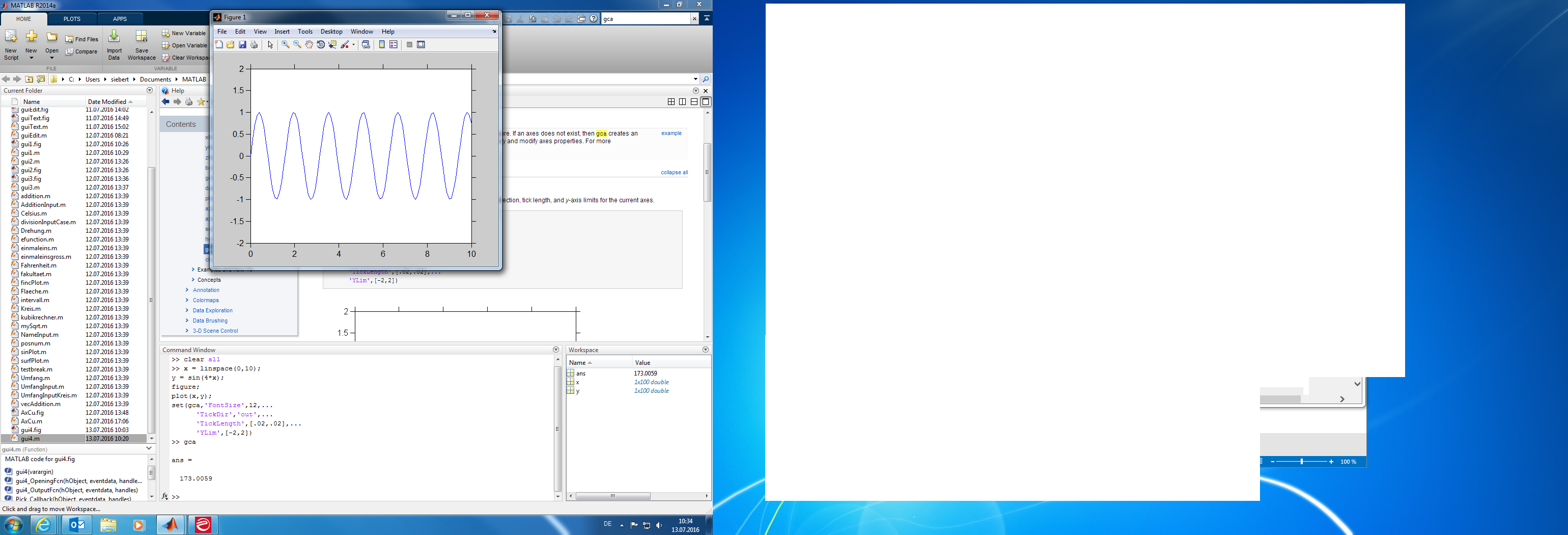 Matlab Befehl gca gibt nur Zahlenwert aus