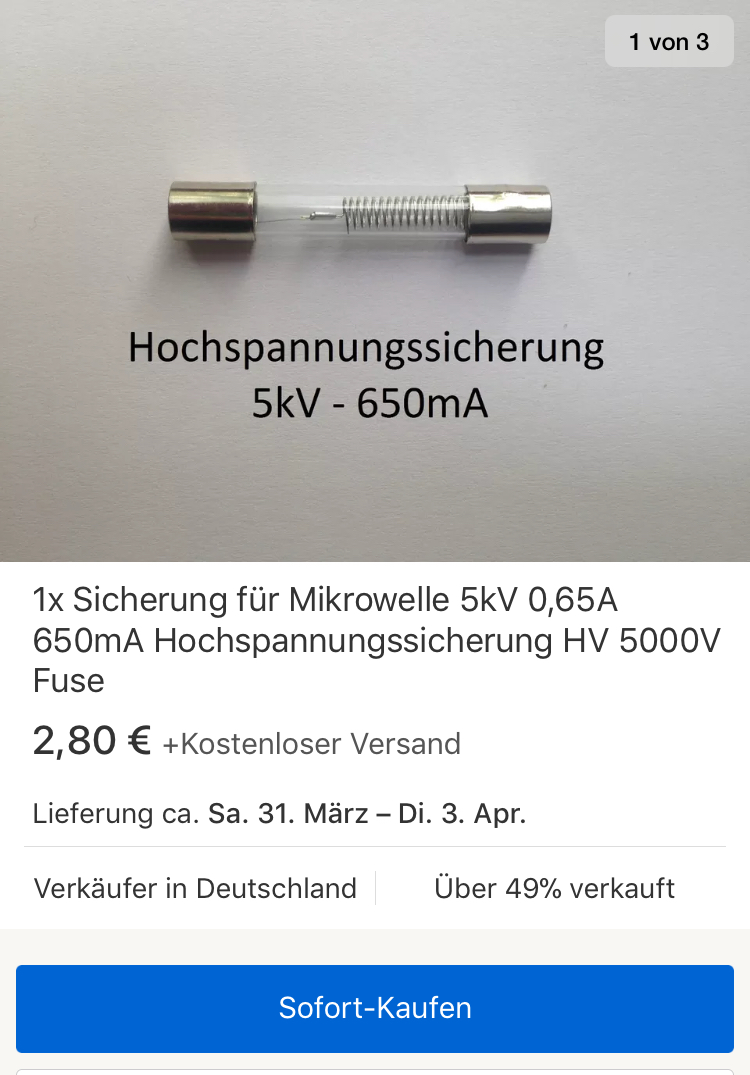 5KV 0,85 A 850mA 0,9A 0,8A 0,75A 0,7A 0,65A Hochspannungssicherung für die  Mikrowelle Universal-Sicherungshalter Mikrowellen-Ofen Teile