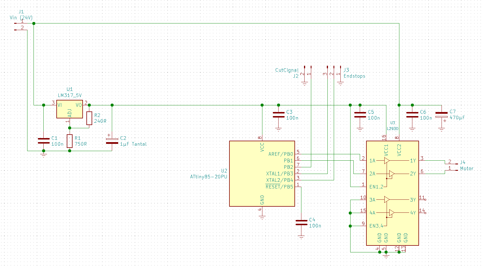 2xLM317 + ATtiny85 + L293D + Getriebemotor: Stottern, Floating