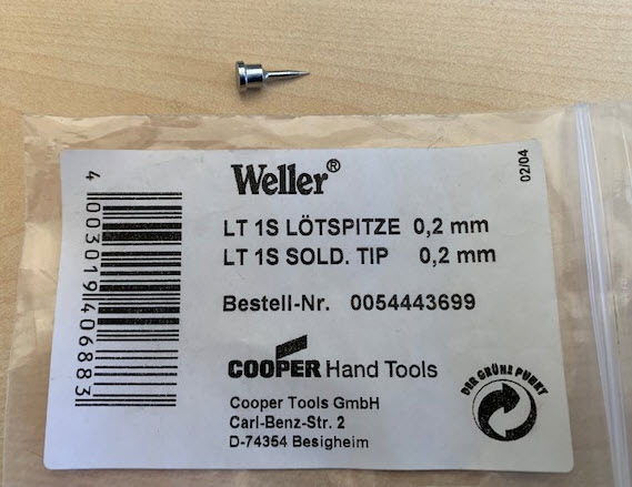 Punta Per Saldatore Weller LT-1S - Forma Rotonda, Punta Lunga 0.2 Mm - Ricambio Originale Per Saldatori Di Precisione