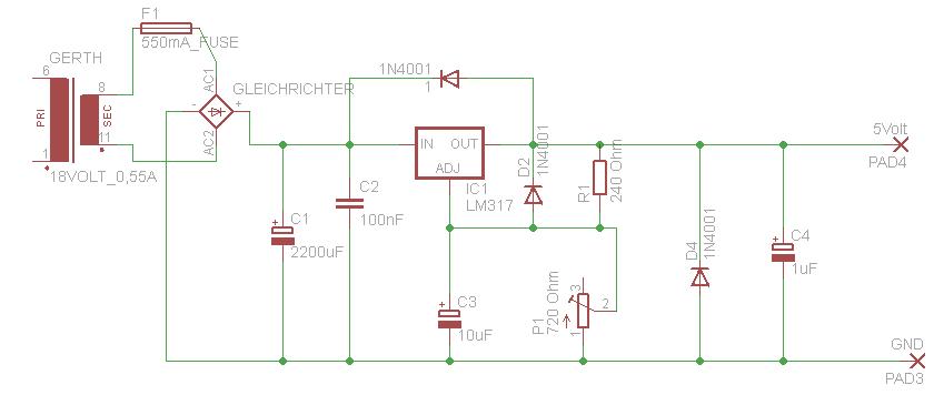 Netzteil Ladeschaltung 3-pin-Spannungsregler Tantalelko - LM317