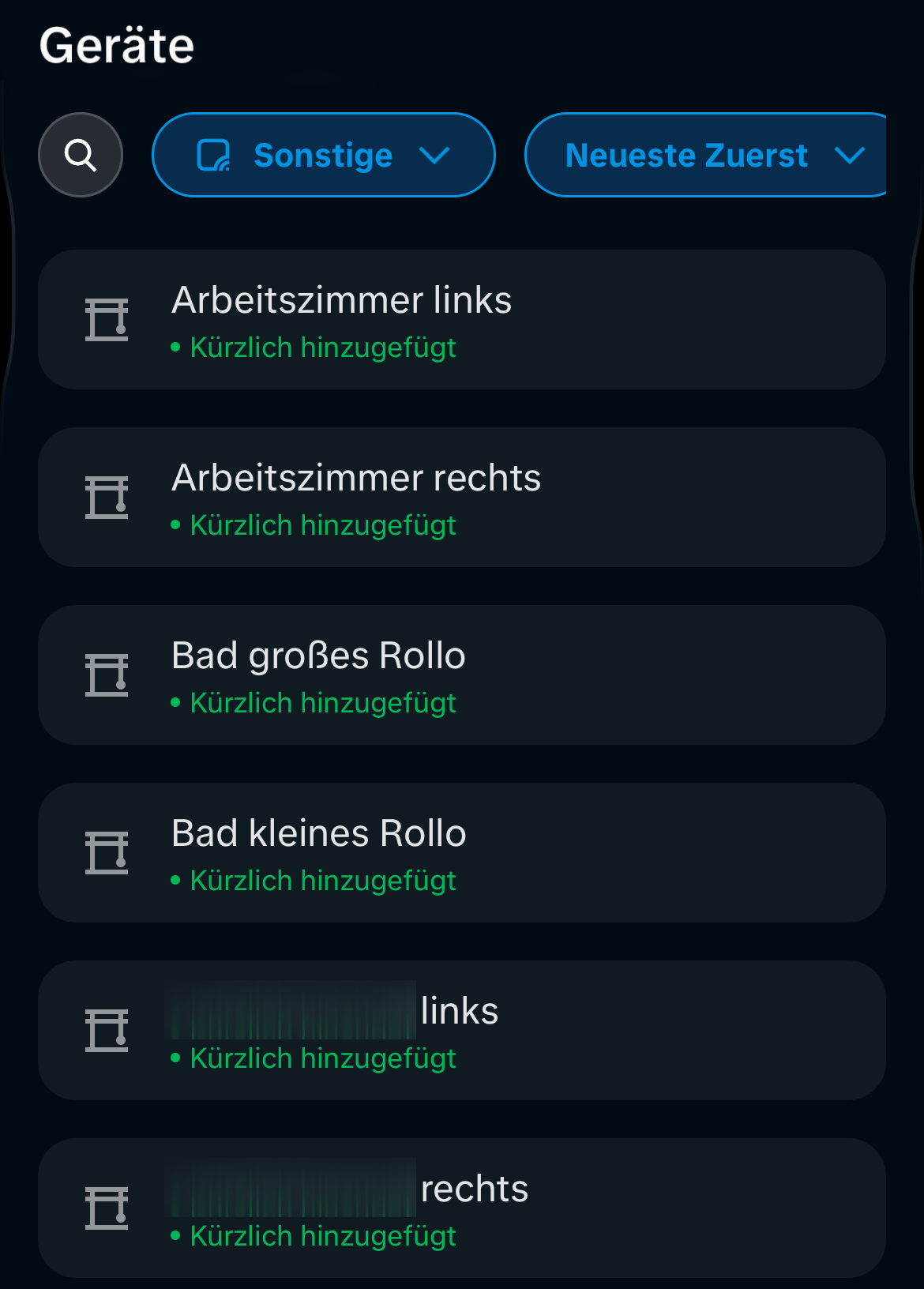 Die Rollläden in der Alexa-App