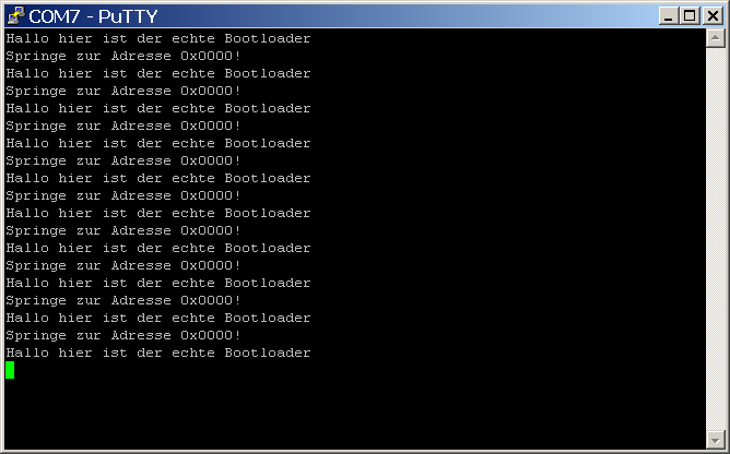 PuTTY: Bootloader nach dem Reset