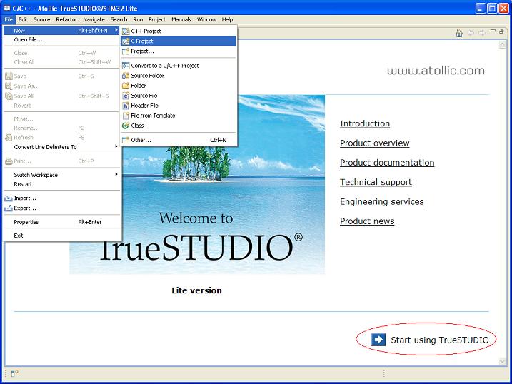 Truestudio new c project.jpg